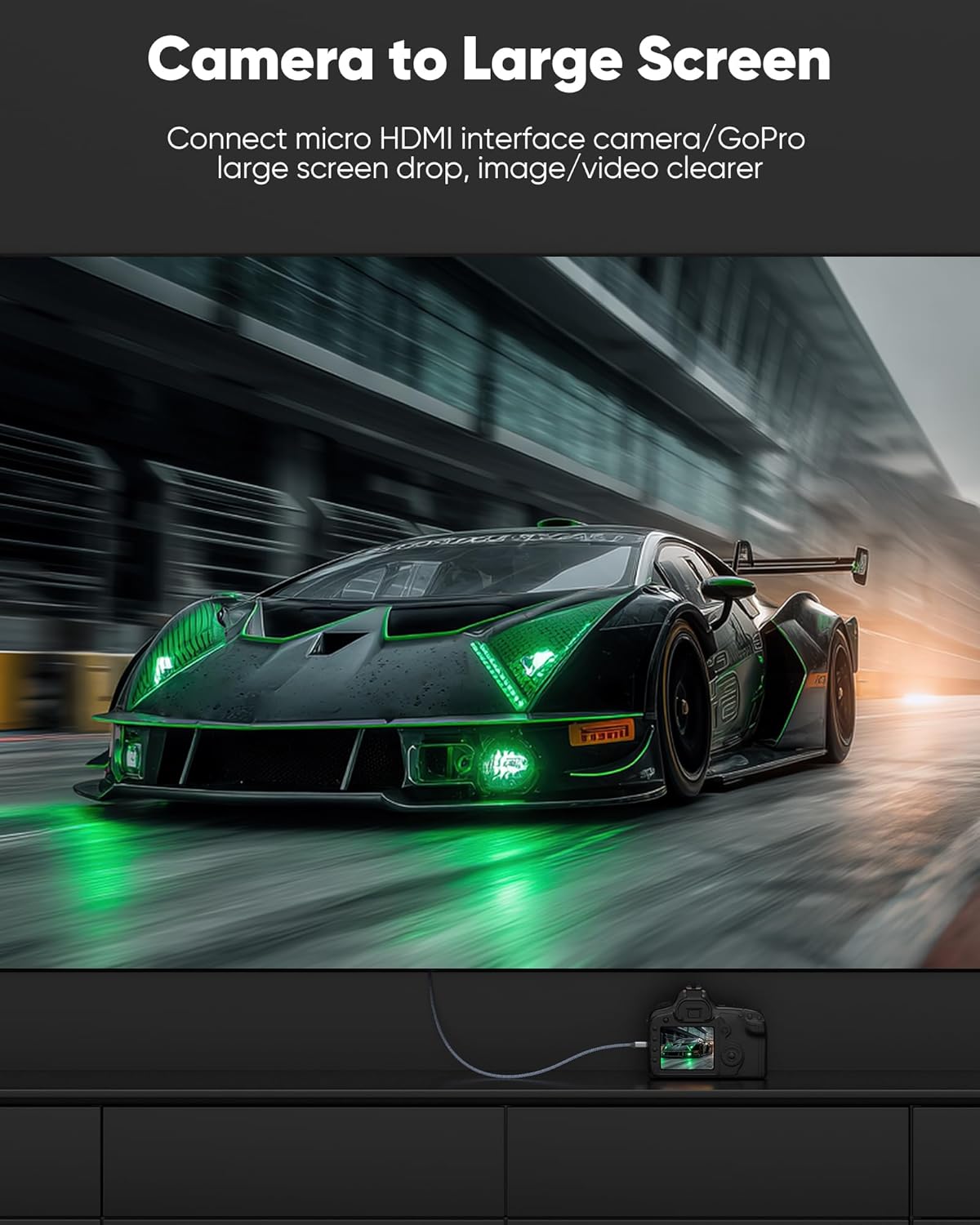 4K Micro HDMI to HDMI Male Cable Adapter, 4K@60Hz HDR Nylon Braid Cord for GoPro Hero, Zfc, RPi, A6000, A6300, Camera, Video Capture Card, Black 3FT